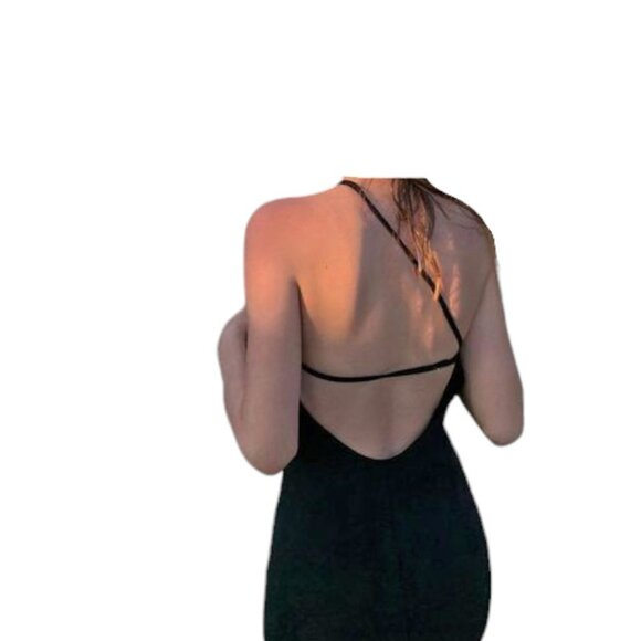 Zara Black Asymmetrical Spaghetti Strap Midi Dress‎ - Picture 7 of 9